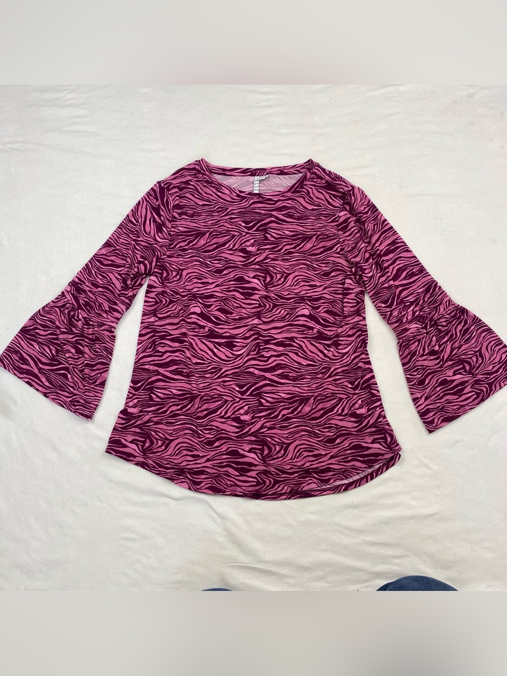 Women’s Pink Zebra Print Bell Sleeve Top